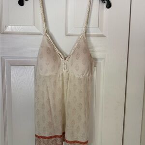 American Rag Cream and Orange Tank Top with V-Neck